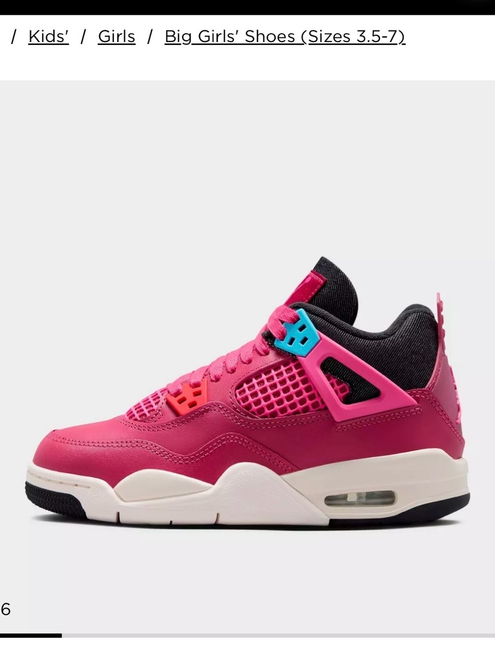 Jordan Girls' Hot Pink and Black Retro Sneaker with Colorful Eyelets